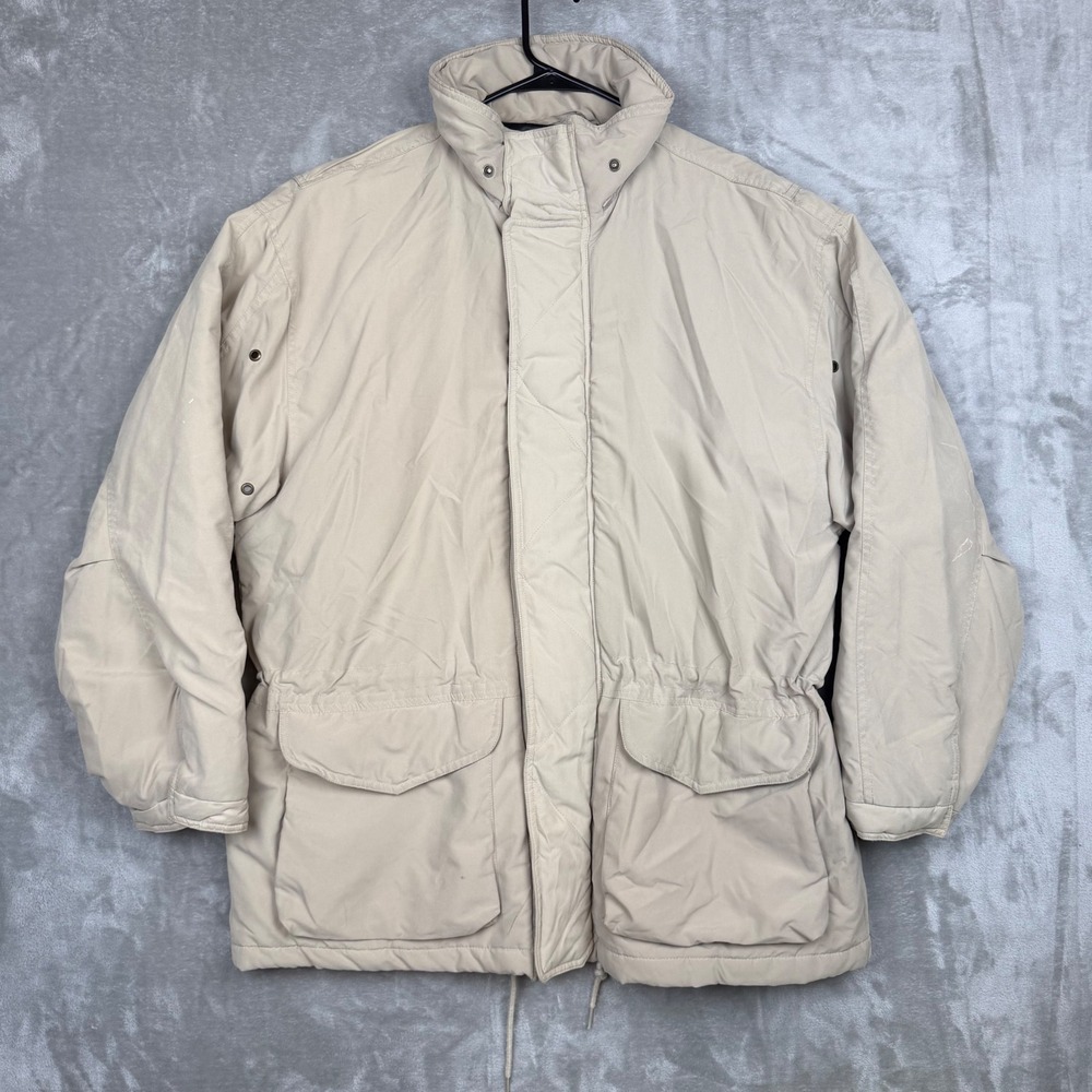 Adolfo Paris New York Mens Tan Quilted Lined Winter Parka Jacket Beige Medium